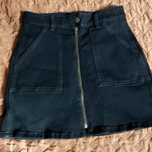 Madewell Black Denim A-Line Mini Utility Zipper Skirt Size 25 XS